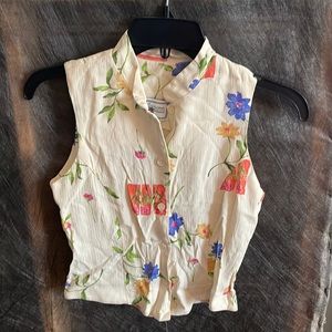 Plum floral sleeveless blouse size 14